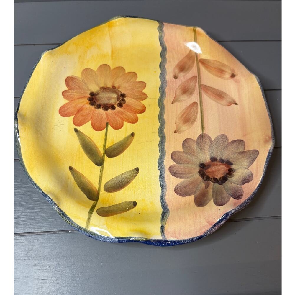 Italian Pottery Hand Painted Floral Dinner Plate Ceramic Made in Italy
